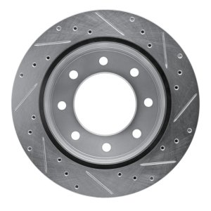 Chevrolet Silverado 1500 Brake Rotor (1) - Rear Left - R1 Concepts - Drilled & Slotted - Silver - `03-`05